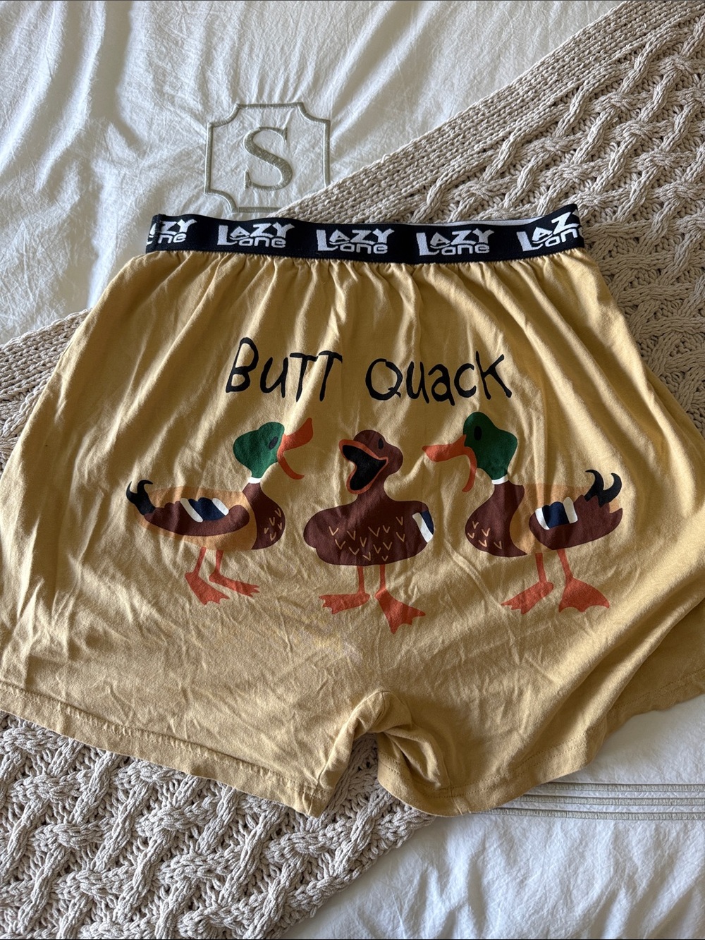 Men’s Lazy One Boxers Butt Quack Size Large